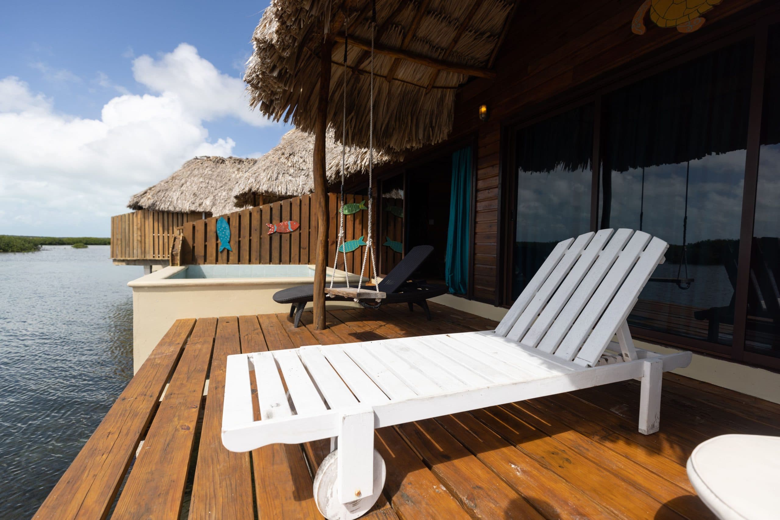 Overwater cabana at sunset
